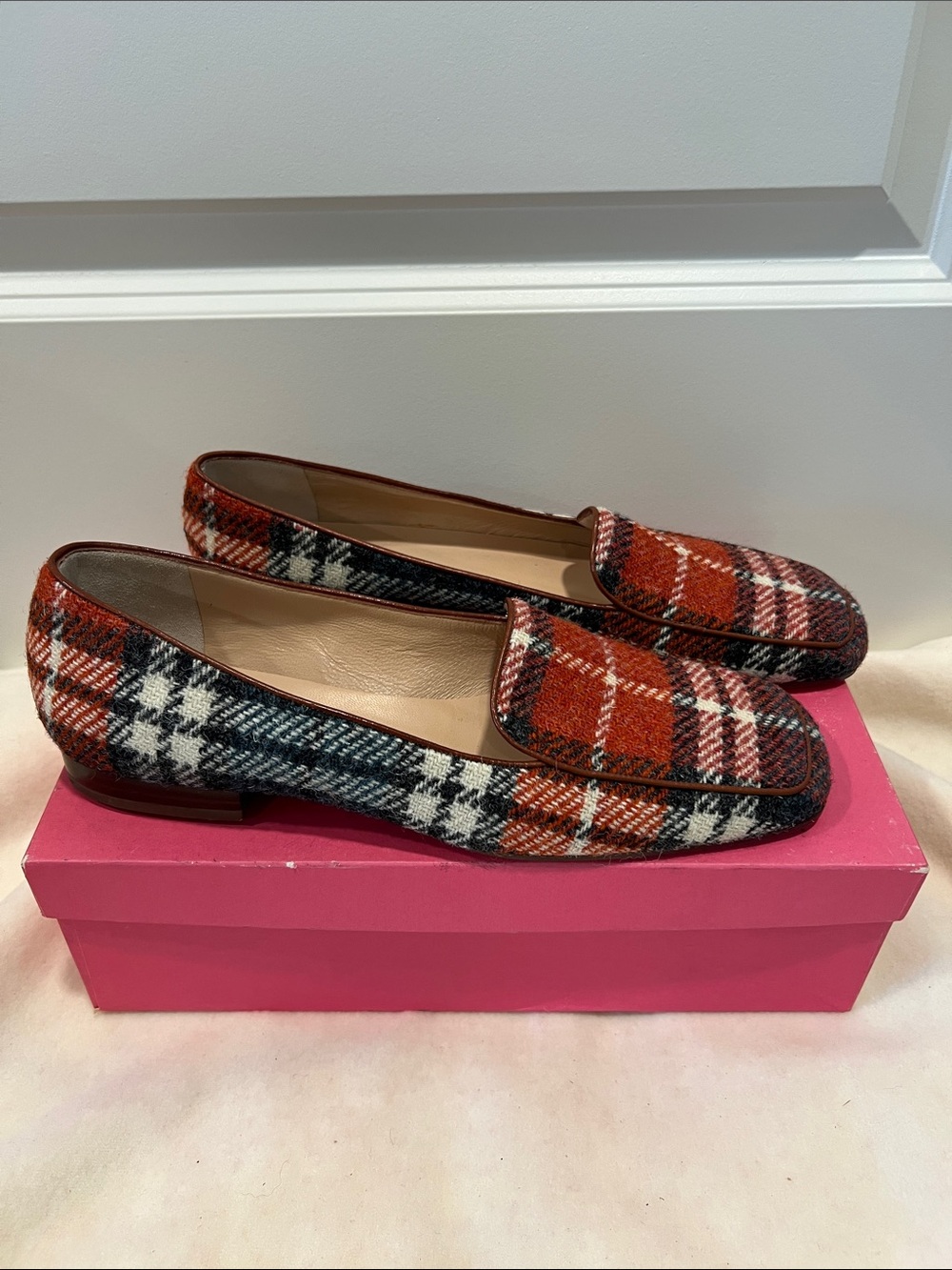 kate spade Vintage Penny Buffalo Plaid with Luggage Piping New in Original Box